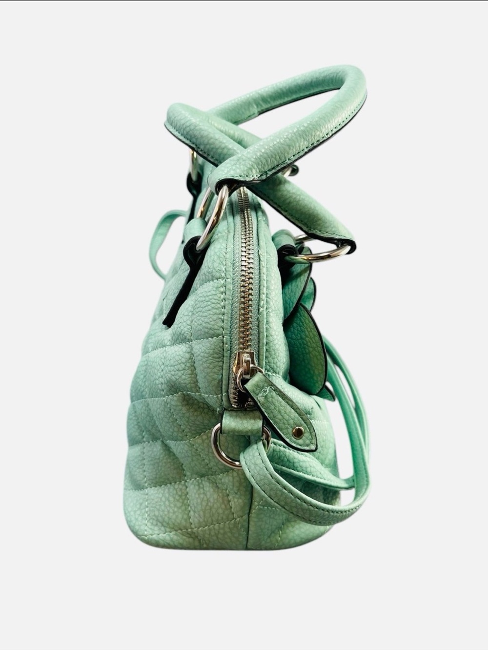 Vintage Del Mano Mint Green Pillow Shoulder Bag Purse Rose Casual NWT - Picture 3 of 8